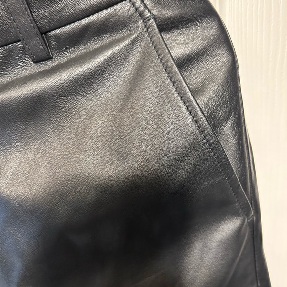 NWT Black Lauren ralph Lauren Genuine Leather Cropped Wide Leg Pants 8 - Picture 4 of 7